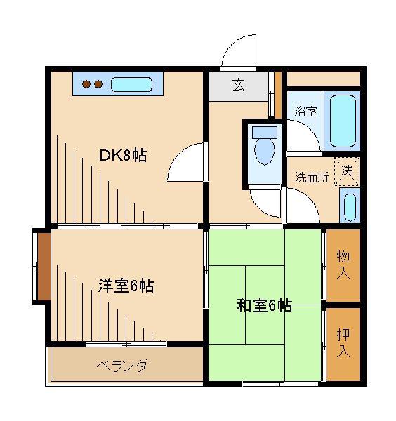 サンガーデン(2DK/1階)の間取り写真
