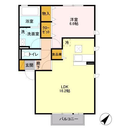 アグライアアリッサA(1LDK/1階)の間取り写真