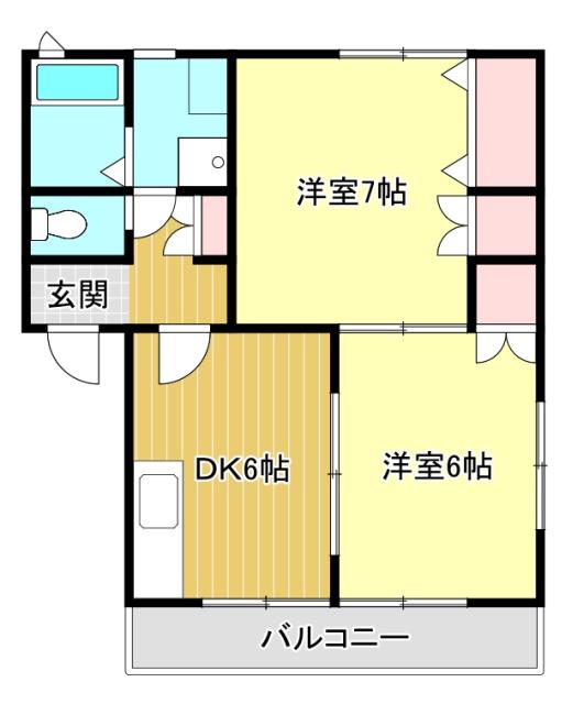 サンハイツ和合(2DK/1階)の間取り写真