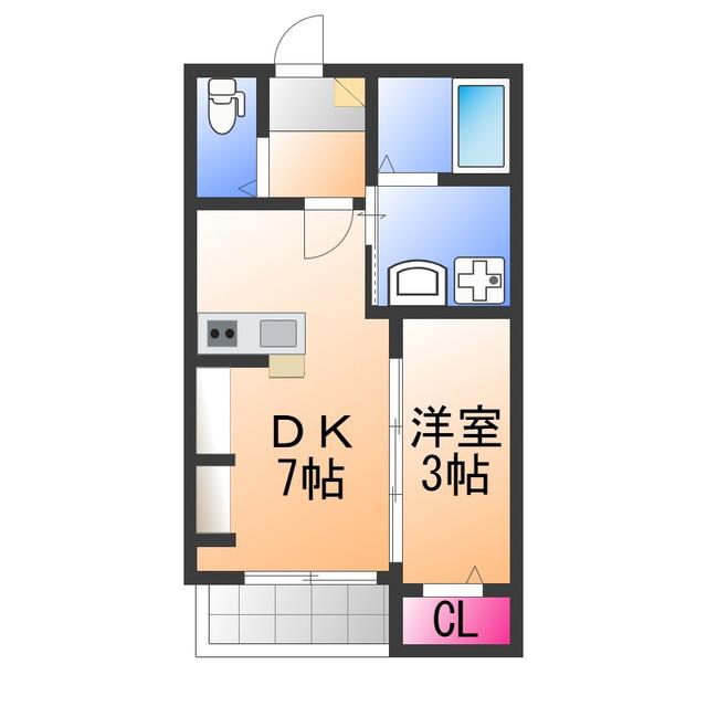 九間町シーエム・サンク(1DK/1階)の間取り写真