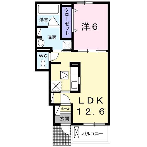 ユニゾンIII(1LDK/1階)の間取り写真