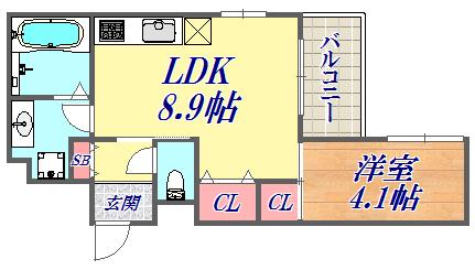 SHINKOBE KOLN(1LDK/3階)の間取り写真