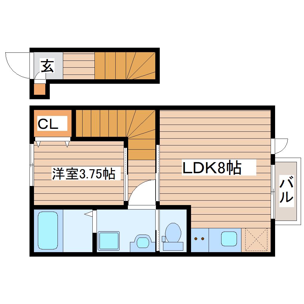 LAPAIX小田原(1LDK/2階)の間取り写真