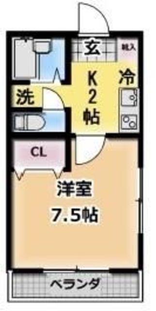 エメロードマンション(1K/3階)の間取り写真