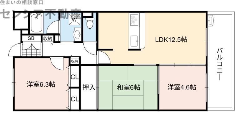 リヴィエール・デュ・ノール(3LDK/5階)の間取り写真