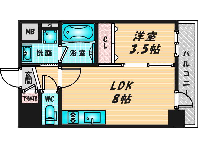 リアライズ布施駅前(1LDK/2階)の間取り写真
