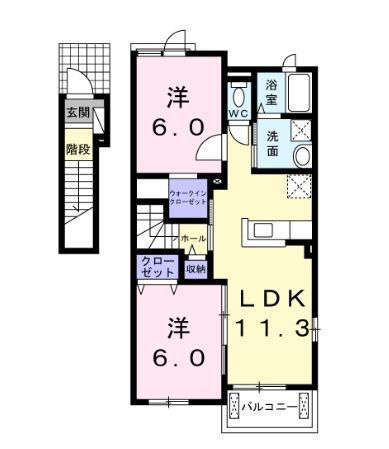 フィオーレ大村II(2LDK/2階)の間取り写真
