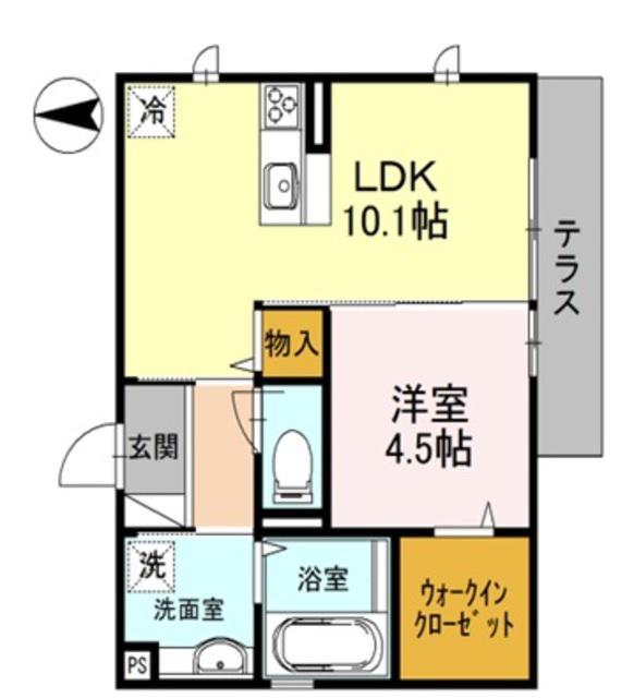 カーサアウローラ(1LDK/2階)の間取り写真