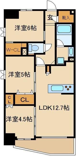 ヴェレーナ浦和領家(3LDK/6階)の間取り写真