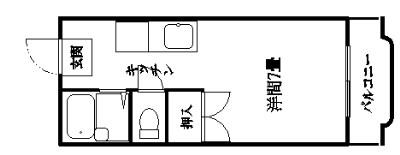 フローレス勇貴(ワンルーム/2階)の間取り写真