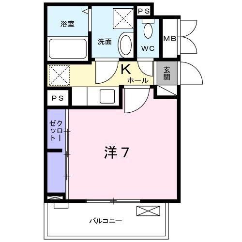 レヴァレンス岸部(1K/2階)の間取り写真