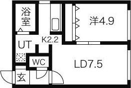 エテルノ白石(1LDK/4階)の間取り写真