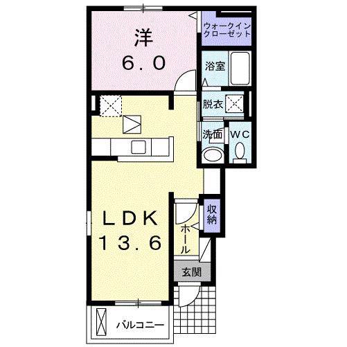 サバ-ビアン(1LDK/1階)の間取り写真