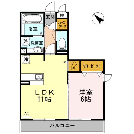ドルチェヴィータ(1LDK/3階)の間取り写真