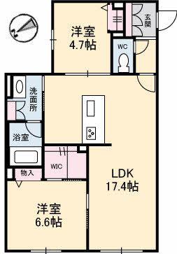 ファンコート堀越弐番館(2LDK/1階)の間取り写真