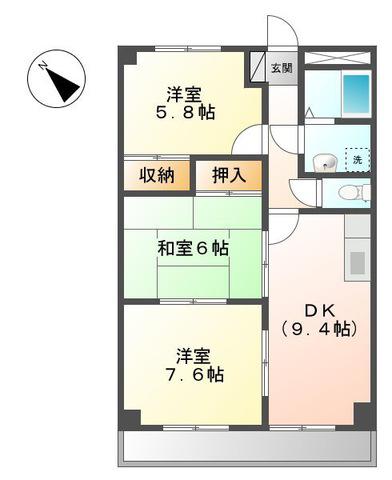 メイプルハウス(3DK/2階)の間取り写真
