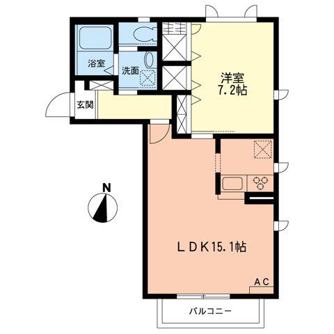 ソルブッリッサ湘南台(1LDK/2階)の間取り写真