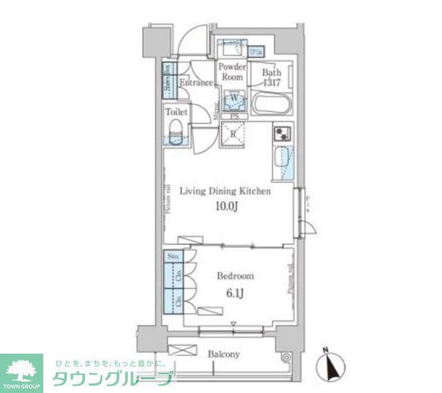 パークアクシス日本橋兜町(1LDK/9階)の間取り写真