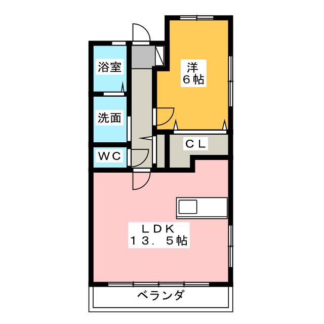 ピュアー(1LDK/3階)の間取り写真
