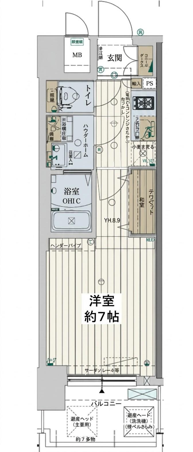 ファーストフィオーレ新町ファジスタ(1K/10階)の間取り写真