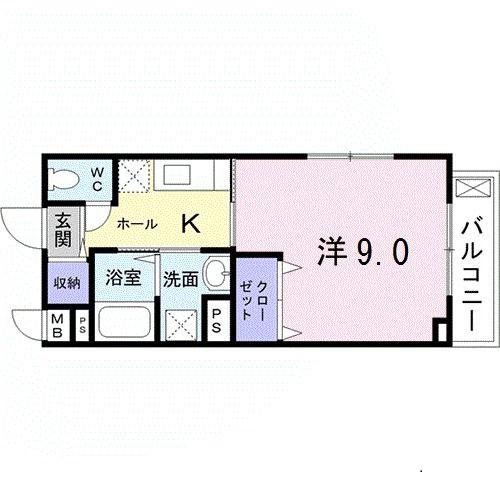 プルーリオン(1K/5階)の間取り写真