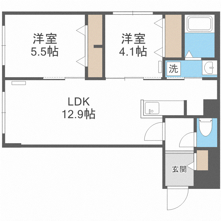 ALPHA南8条(2LDK/4階)の間取り写真