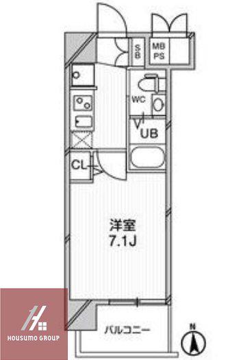 エクゼ天神橋(1K/7階)の間取り写真