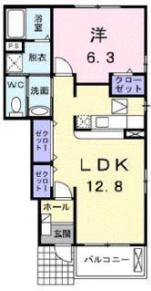 グレイスフルケイプ(1LDK/1階)の間取り写真