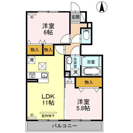 ヴェネレ/イルソーレ イルソーレ(2LDK/1階)の間取り写真