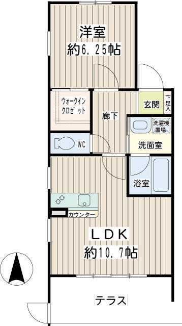 アジュールハイム(1LDK/1階)の間取り写真
