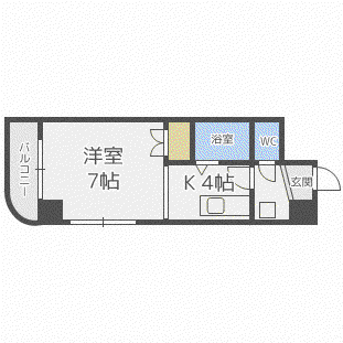 アベニール北円山(1K/4階)の間取り写真