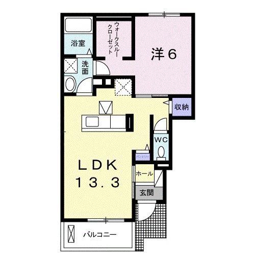グランプラスA(1LDK/1階)の間取り写真