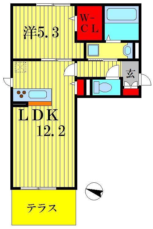 ヴェルデ大島田(1LDK/1階)の間取り写真