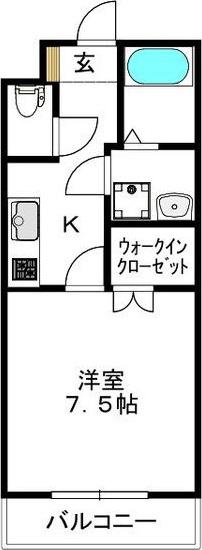 ポルトフィーノ長岡(1K/1階)の間取り写真