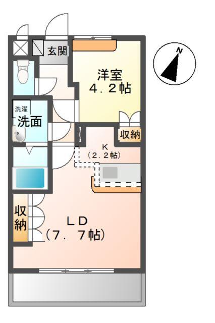 エクセール(1LDK/2階)の間取り写真
