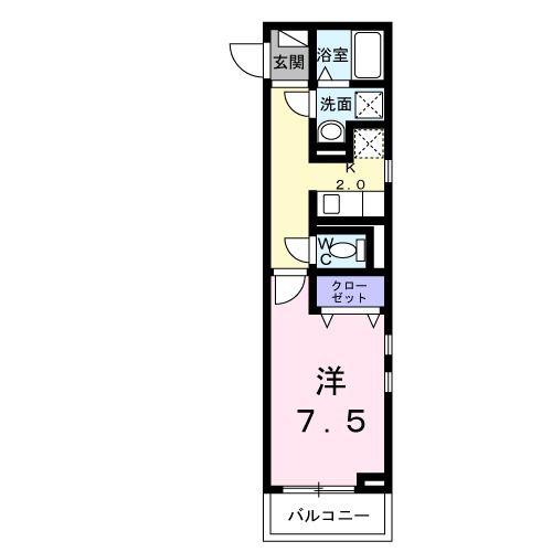 ヴェリーヌ(1K/1階)の間取り写真