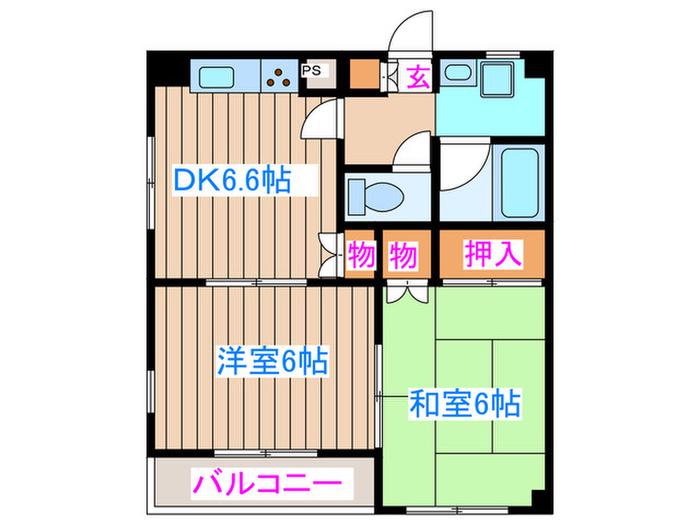 イーグルII番館(2DK/2階)の間取り写真