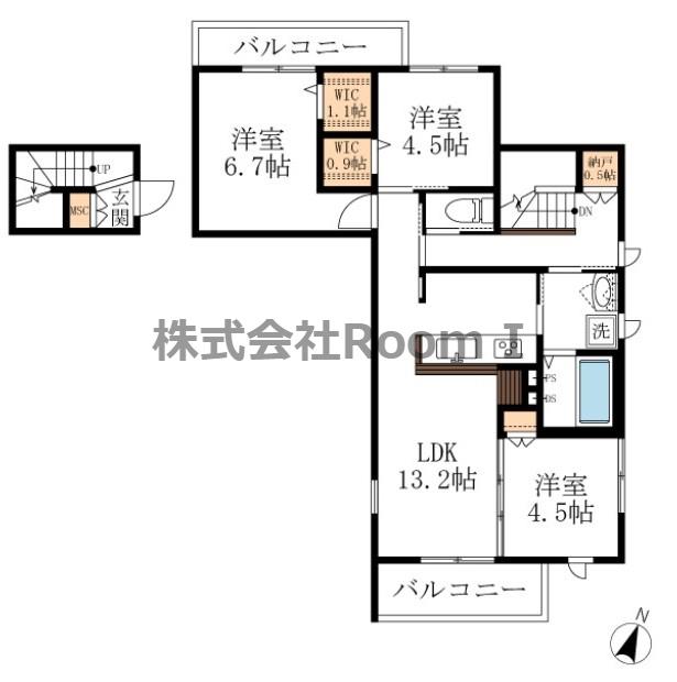 メゾン・ド・西芦屋 旭化成ヘーベルメゾンHEBEL HAUS(3LDK/2階)の間取り写真