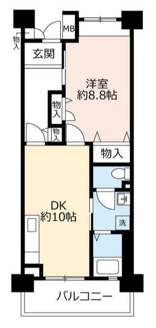 UR KOBE・岡本 4号棟(1DK/2階)の間取り写真