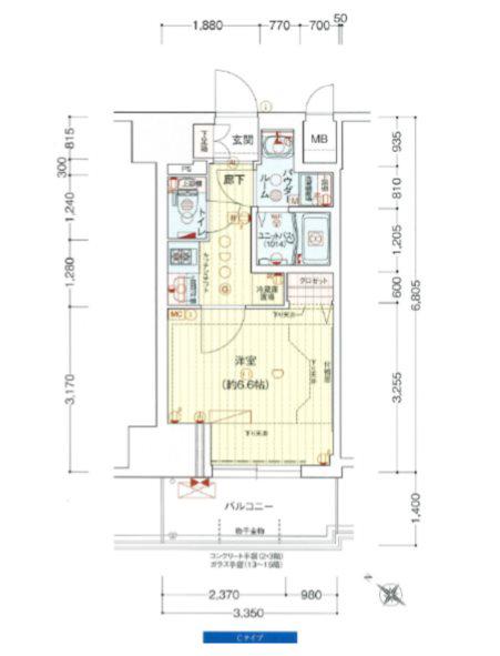 プレサンス神戸元町ミューズ(1K/6階)の間取り写真