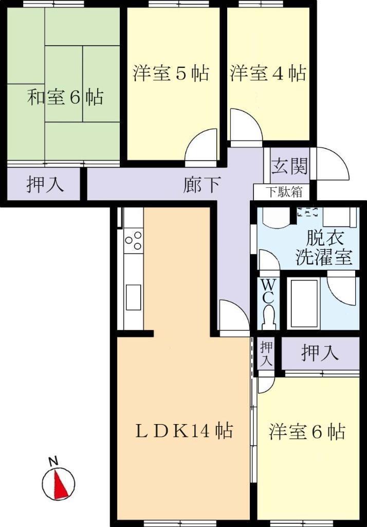 ウイングガーデン二の宮B(4LDK/3階)の間取り写真