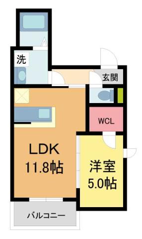 シエーナ甲南山手(1LDK/2階)の間取り写真