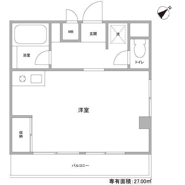 江田パークサイドマンション(ワンルーム/5階)の間取り写真