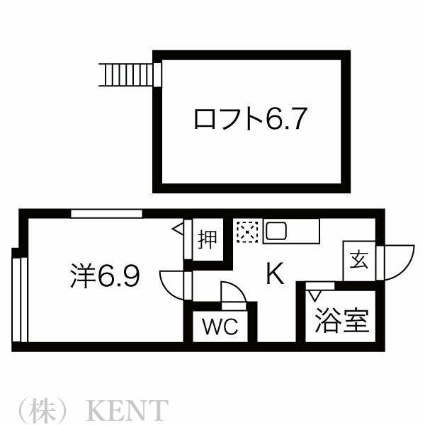 ラフィネ(1DK/2階)の間取り写真