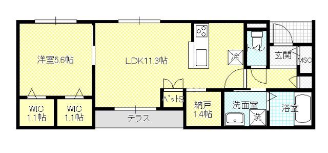 グラン・リビエールII(1LDK/1階)の間取り写真