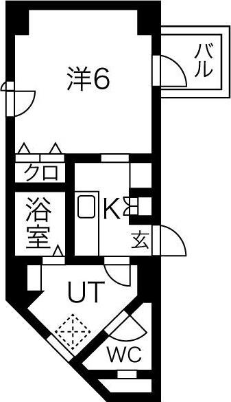 サンシャイン中郷(1K/3階)の間取り写真