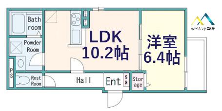 FLEUR(1LDK/1階)の間取り写真