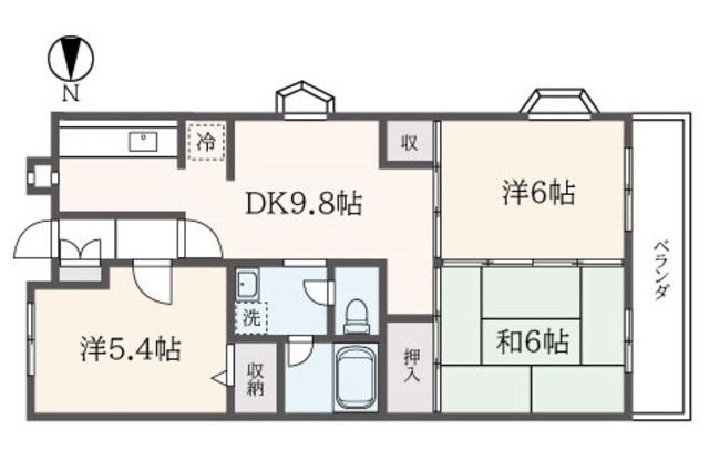 シャルマンU(3DK/4階)の間取り写真