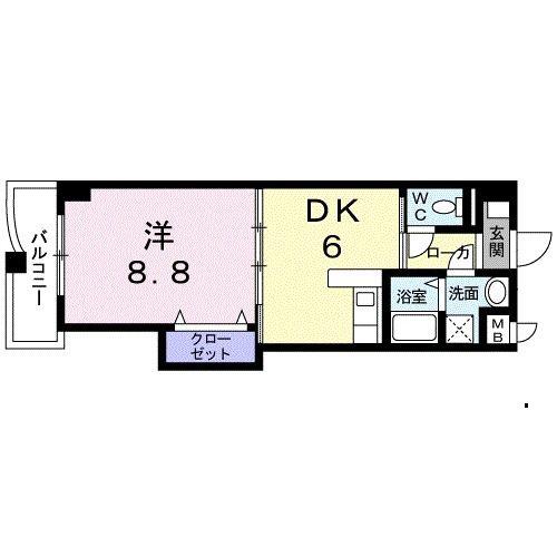 CASA FELICIA(1DK/6階)の間取り写真