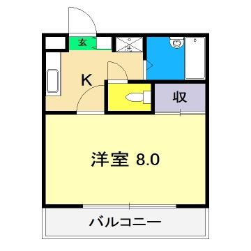 オーガフェスター万々(1K/2階)の間取り写真